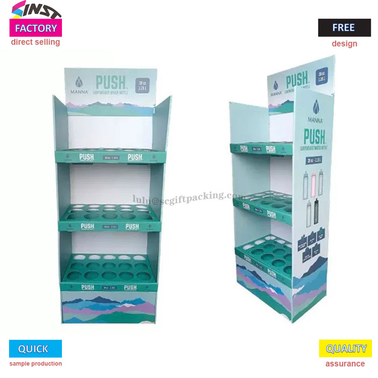Afișarea podelei din carton Stand pentru sticla de apă Supermarke